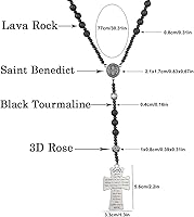 Vista 52 de Tiger Eye Cross Necklace for Men, Obsidian Necklace, Hematite Cross Pendant Lava Rock Rosary Healing Crystal Necklaces