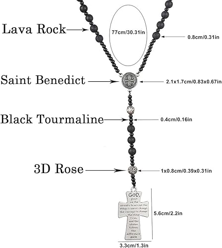 Vista 52 de Tiger Eye Cross Necklace for Men, Obsidian Necklace, Hematite Cross Pendant Lava Rock Rosary Healing Crystal Necklaces
