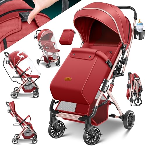 KIDIZ® Kinderwagen kinderbuggy opvouwbare ligbuggy sportwagen opvouwbaar 360° wielen 5-punts...
