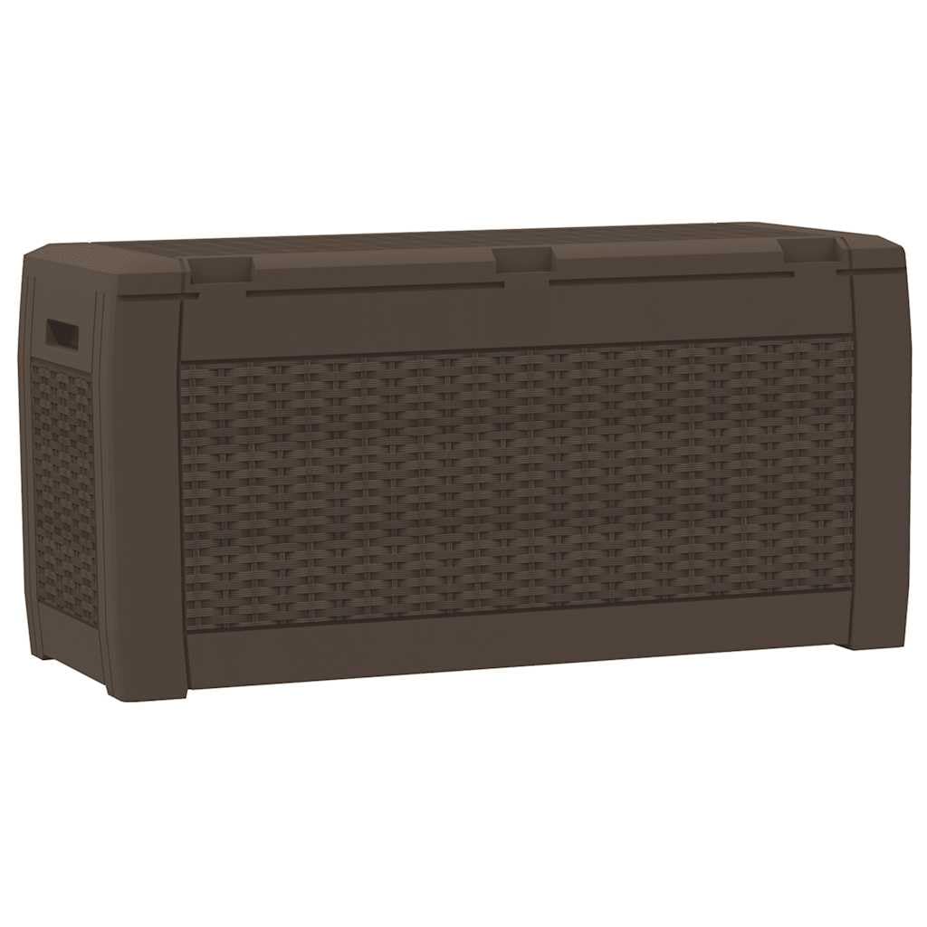 Caja de almacenaje de polipropileno con tapa (119 x 48 x 60 cm), color marrón para jardín, terraza, caja de cojines con asa y tapa bloqueable para cojines