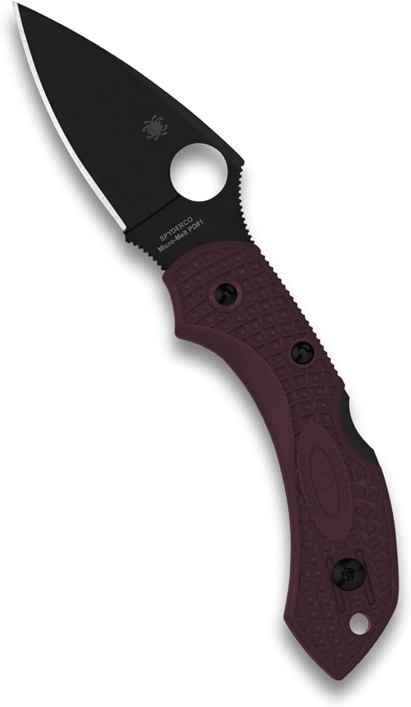 Spyderco Dragonfly 2 PlainEdge Knife - Built and Designed for Everyday Carry Tasks - 2.28-Inch Blade Length, Micro-Melt PD1 Steel, Burgundy FRN Handle - C28BGBKP2