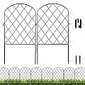Getlay Decorative Garden Small Fence 10 Pack,10 Ft (L) X 24 in (H) Black Mesh Rustproof Metal Fence, Animal Barrier Fence for Small Dog, Border Folding Patio Fence, Outdoor Flower Bed Landscape Decor