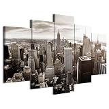 Cuadros B&D XXL - Cuadro en Lienzo Nueva York 100x50 cm 5 piezas - Impresión en material tejido no tejido cuadros decoracion salon modernos lienzos - Ciudad Paisaje