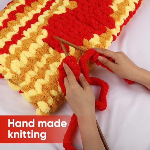 Image of MINUPWELL 8 Packs Jumbo Chunky Chenille Yarn - 1820g(64oz) 254 Yards (761ft) Bulky Yarn - Chunky Yarn for Hand Knitting Blanket,Cushions, Pet Bed - Soft and Durable(Red)
