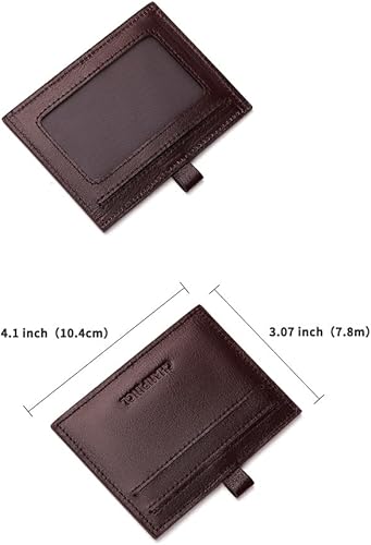 Miniatura 3 de CHANPINCL Cartera de cuero genuino con cremallera RFID segura de gran capacidad para hombres y tarjetas de extracción, Cuero curtido vegetal marrón,