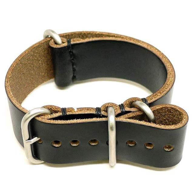 Da LucaMilitary Watch Strap - Black Chromexcel (Matte Buckle) : 26mm