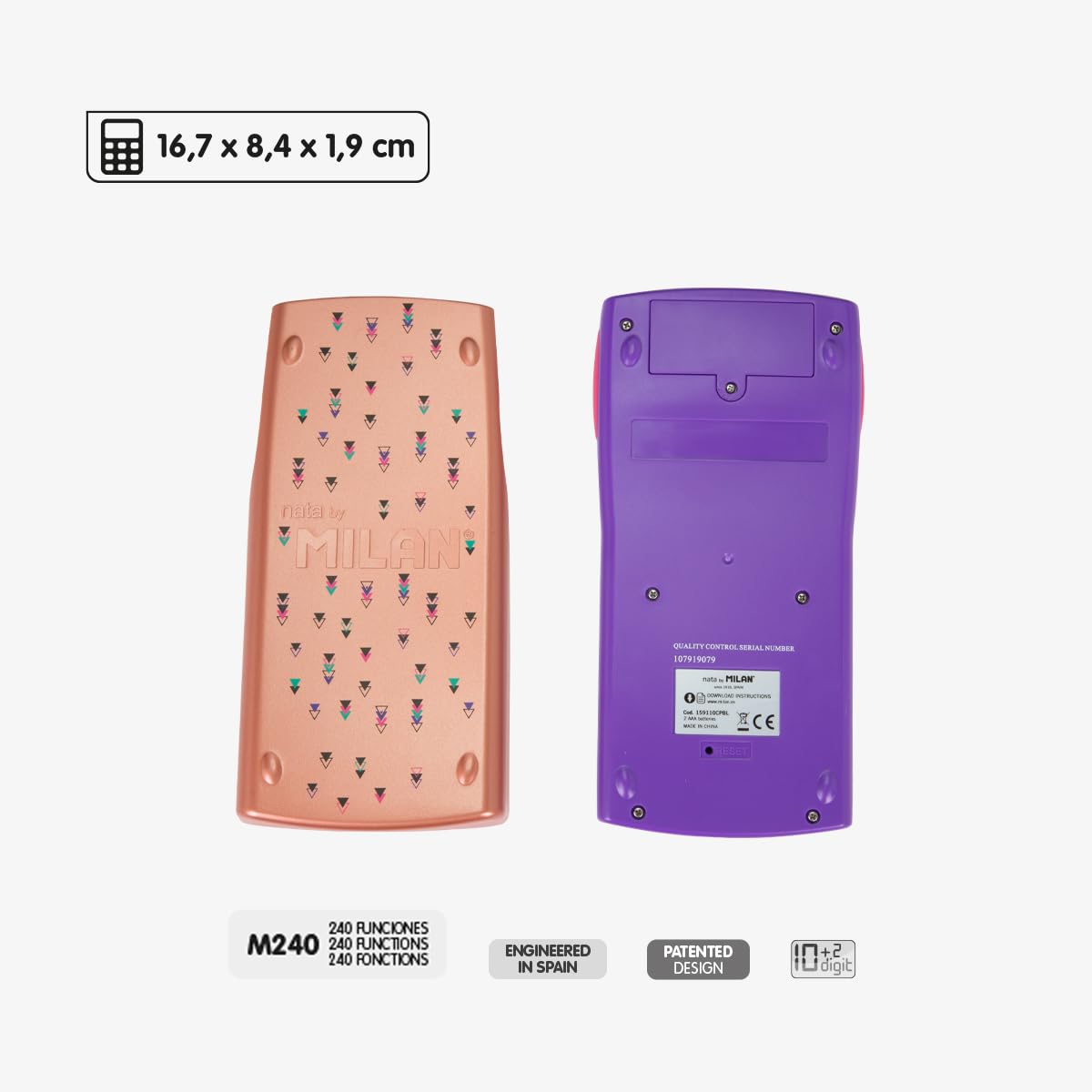 BLISTER CALCULADORA CIENTIFICA NEGRA M240 CON FUNDA ESTAMPADA