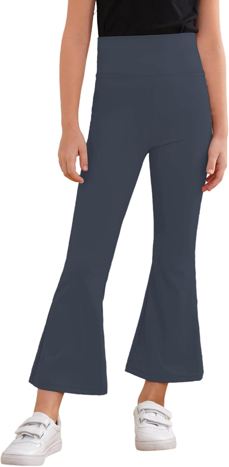 Girls Flare Leggings Kids Bell Bottom Pants Cross High Waisted Dance Yoga Bootcut Pants Activewear