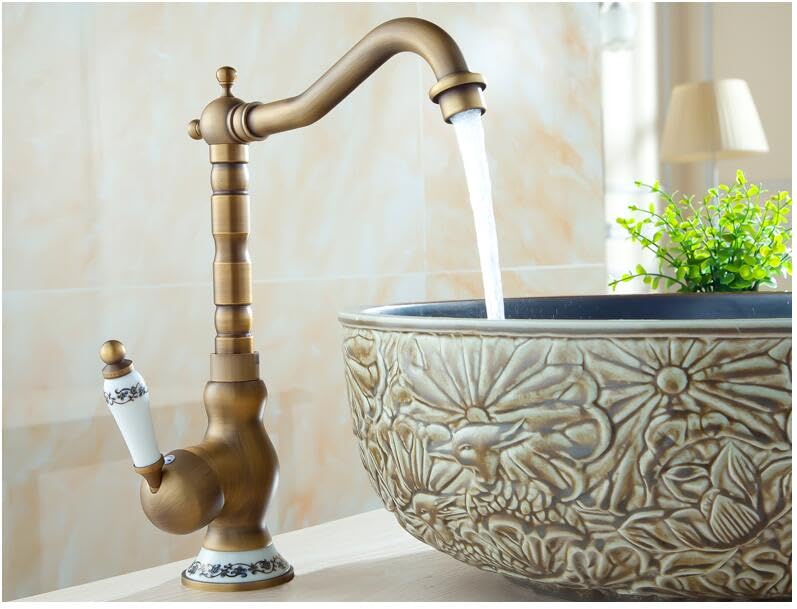 Robinet de cuisine en laiton antique mitigeur lavabo salle de bain