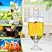 Bokon 2 Pieces Drink Dispensers for Parties Crystal Iced Beverage Dispenser with Stand and Spigot, Glass Liquid Containers Wide Mouth Beverage Server for Juice Tea Wedding (Exquisite)