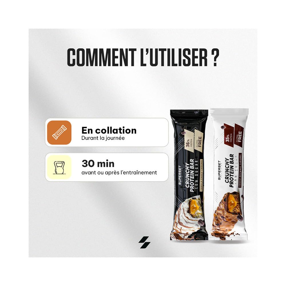 Superset Nutrition | Crunchy Protein Bar (15x60g) | Barres protéinées | Moelleuses, croustillantes et 36% de protéines - Vanille Choco Caramel