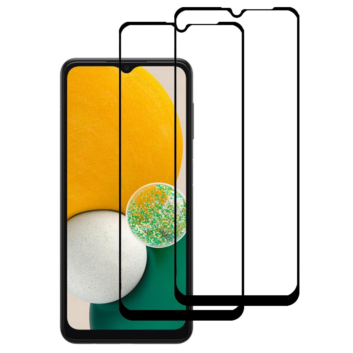 UPONEW for Samsung Galaxy A13 5G Tempered Glass Screen Protector - [2 Pack] Black Tempered Glass Screen Protector Frontier Protective Protector for