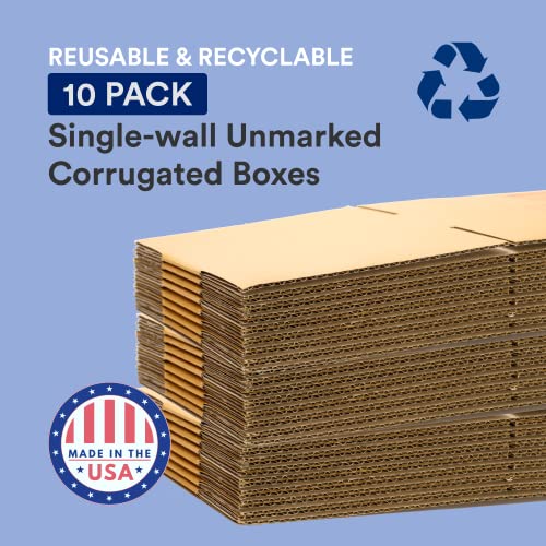 Image of BOX USA 14 x 14 x 48 Corrugated Cardboard Boxes, Tall 14 inchL x 14 inchW x 48 inchH, Pack of 10 | Shipping, Packaging, Moving, Storage Box for Home or Business, Strong Wholesale Bulk Boxes