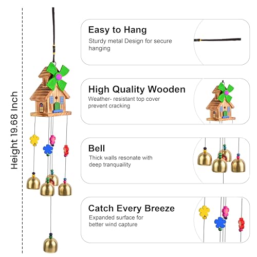 Image of ZAICUS Wind Chimes for Positive Energy - Feng Shui Hanging Decorative Items for Home and Balcony - Fengshui Wind Chimes for Home Balcony (House Wind Chime- 5-Bells)