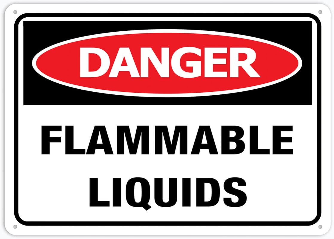 Danger Flammable Liquids Aluminum Metal Sign 12"x8" Premium Aluminum Sun-Proof Rust-Free For Home/Yard Use