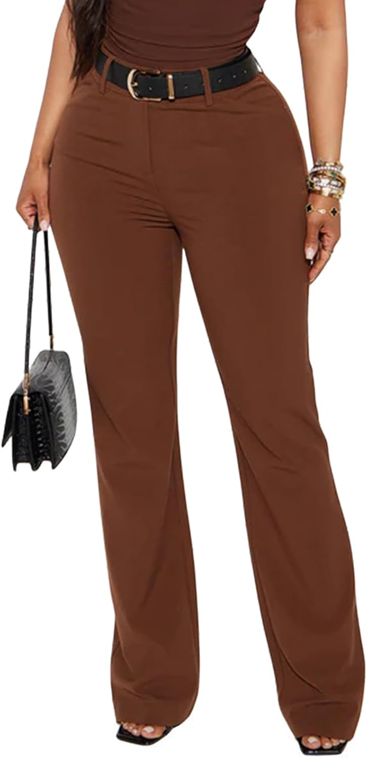 Work Dress Pants for Women Wrinkle Resistant Cotton Blend Office Slacks Tailored Slit Fit Business Trousers