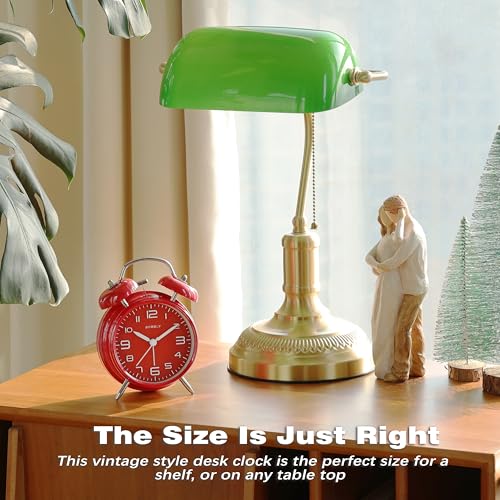 Image of AYRELY Super Loud Alarm Clock for Heavy Sleepers Adults,Twin Bell Retro 4 Inch Silent Non-Ticking Quartz with Backlight, Metal dial, Alarm Clocks for Bedrooms Bedside(3D Dial - Red)