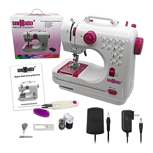 Sew Mighty Mini Sewing Machine – Portable, Battery & AC Powered, 12 Programmed Stitch Patterns, Dual Speed – Sews Forward & Reverse, AC Power or Battery Operated – Includes Foot Pedal