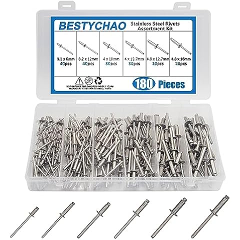 BESTYCHAO 180Pcs Stainless Steel Rivets Kit Cover