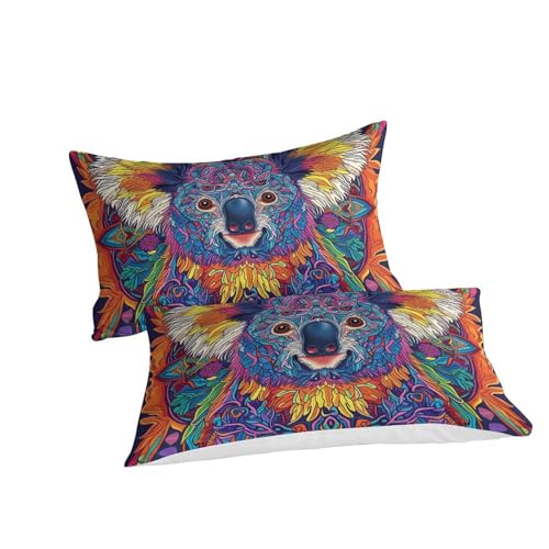 Housse de couette koala 140x200cm en microfibre avec taies d'oreiller