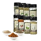 Encore Gourmet Classic Herbs & Spices Collection Variety pack - Rosemary Leave (25g), Basil Leaves (20g), Thyme Leaves (26g), Oregano Leaves (20g), Parsley Flakes (8g), Italian Seasoning (24g), Dillweed (22g), Paprika (55g) - 8-Pack Bundle