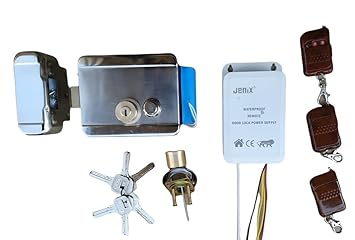 Jenix Set of Electronic Door Lock Type-A Compatible with Wooden/Iron/Steel with The Set of 6 Computerized Key Gate with 3 Paired Remote Controller with Waterproof Power Supply