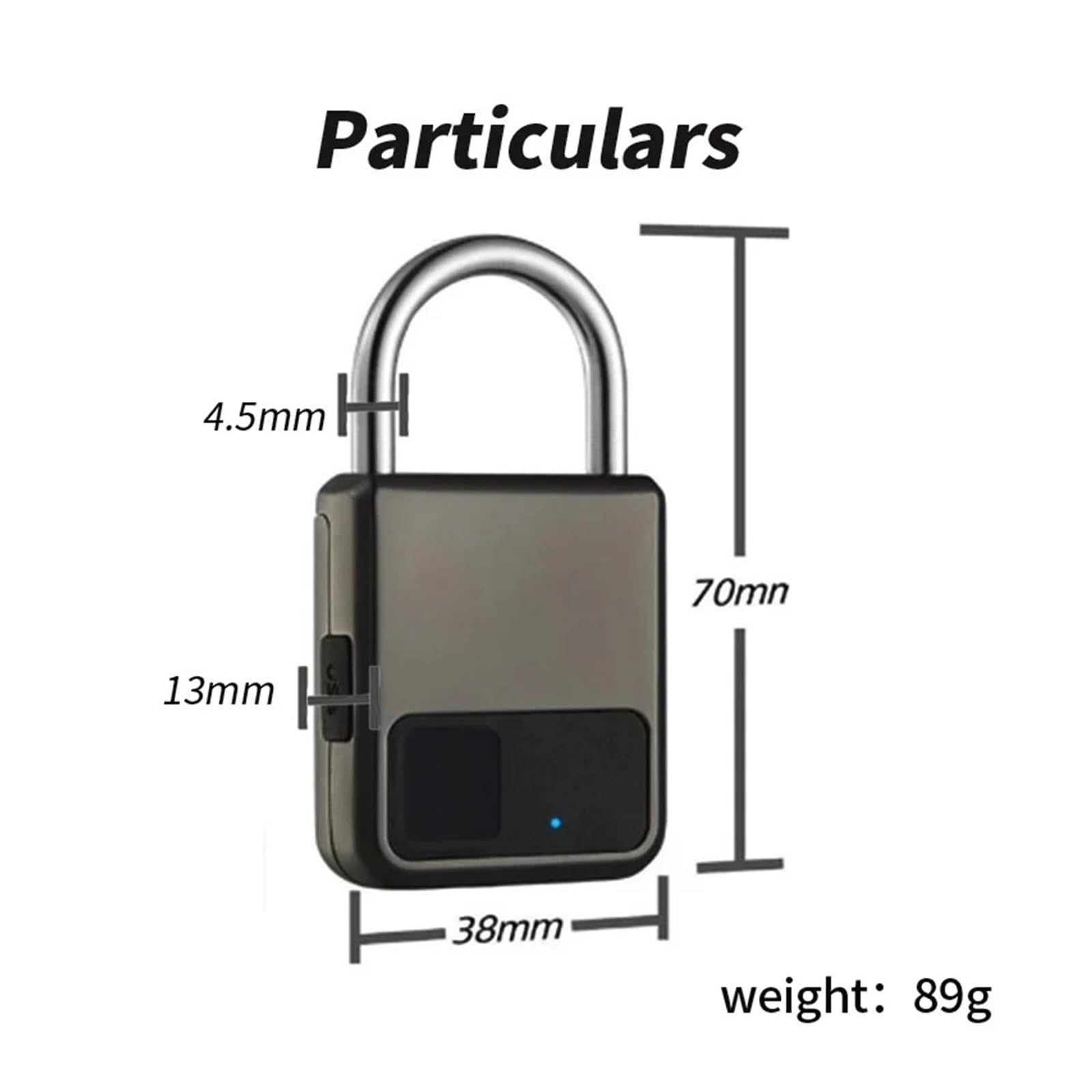 Cadenas À Empreintes Digitales, Clé Électronique Portable, Déverrouillage De Sac, Serrure Bagages, Étanche, Rechargeable par USB, Compatible Intérieur Et Extérieur(Champagne Gold)