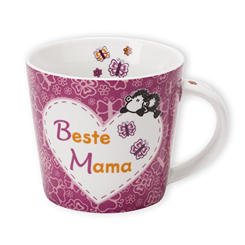 Sheepworld Tasse mit Spruch Beste Mama | Kaffeetasse mit Herz, Porzellan, Rosa | Geschenk für Mama, Muttertag, Geburtstag, Weihnachten | 43472