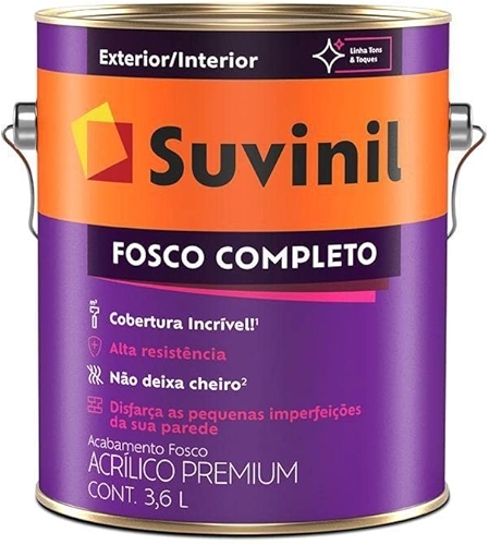 Tinta Suvinil acrilico fosco completo 3,6L - Branco Neve - 53398916