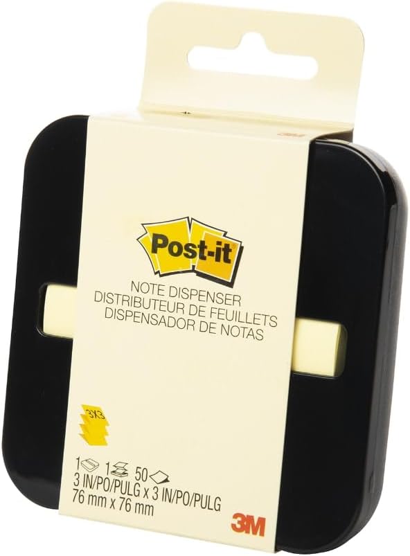 Post-it Note Dispenser with Post-it Pop-up Notes, Black Base with Steel Top, 1 Aqua Splash 3 in. x 3 in. Super Sticky Note Pad, Classroom or Office Supplies - 6 Pack