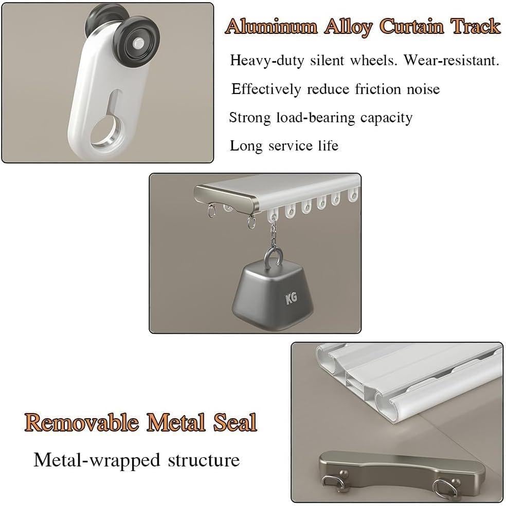 Heavy Duty Double Curtain Track - Durable Aluminum Ceiling Rail for Living Room, Bedroom, Bathroom - Easy Install, Smooth Operation, Adjustable Length