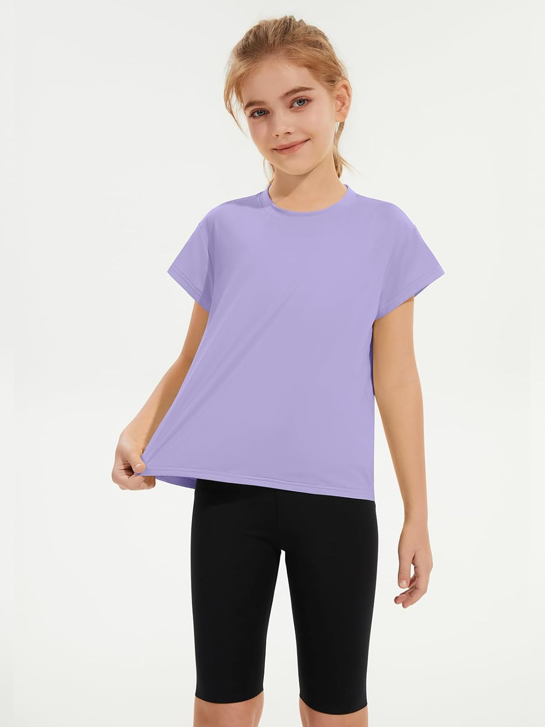 ZDC Girls Athletic Yoga Shirts Summer Short Sleeve Quick Dry Crop Tops Basic Gym Tees 5-14 Years - Image 4