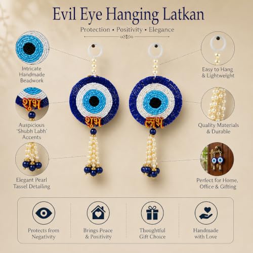Image of CraftVatika Diwali Decor Items, Evil Eye Wall Door Hanging Latkan Toran for, Diwali Decoration for Home, Wall Hanging for Home Decoration, Return Festive Gifts (18 CM Height) (2 Pieces)