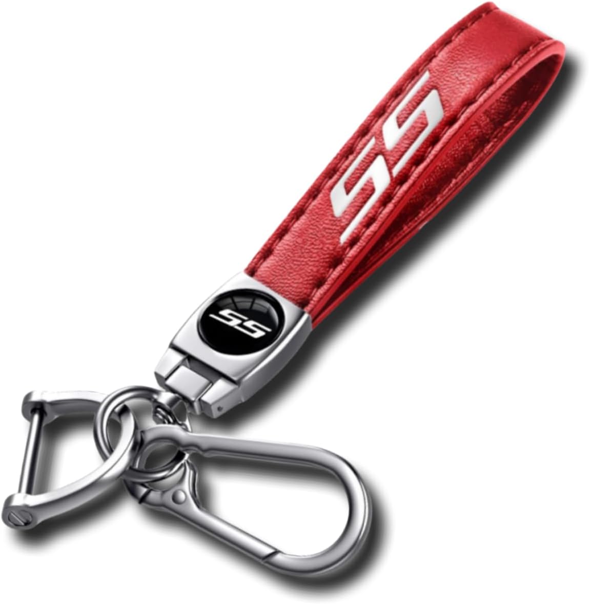 Leather Car Key Chain Metal Car Keyring Accessories Replacement with Suit for Chevy Camaro SS Cars Accessories, Keychain Keyring Family Present for Camaro SS Owners
