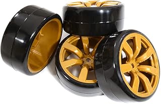 Integy RC Model C30874 7 Spoke Complete Wheel & Tire Set (4) for Drift Racing (O.D.=62mm)