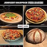 Unicook Pizzastein für Backofen und Grill, Cordierit Backstein, Passend zum Backen von Knuspriger...