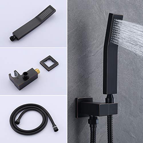 Kojox Shower System Bathroom Luxury 12 Inch Rain Shower Head With Handheld Mixer Shower Combo Set Wall Mounted Shower Faucet Trim With Valve Oil Rubbed Bronze #TOP2
