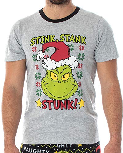 Dr. Seuss GRINCH Stink, Stank, Stunk! 3 Piece Gift Pajama Set - Fleece Pajama Pants, Shirt, And Cozy Socks3