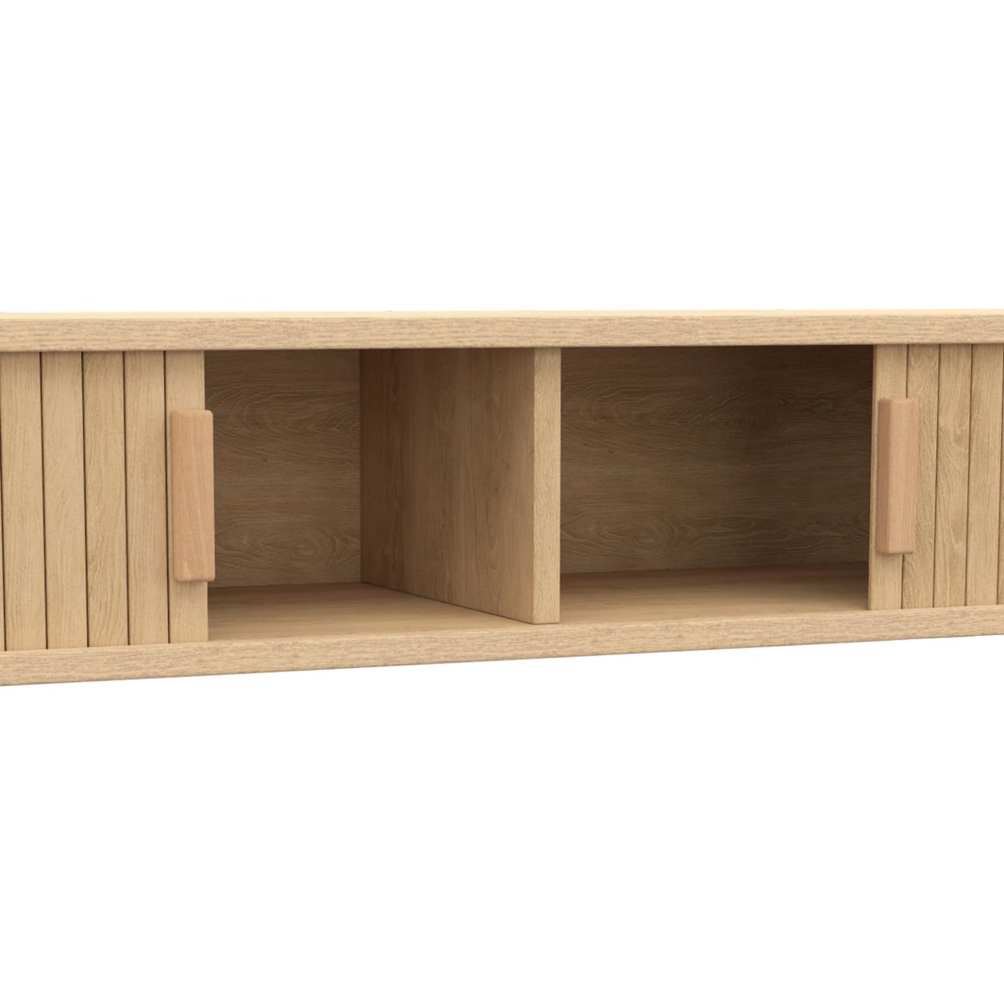 IDMarket - Console 2 Portes coulissantes Romie Lattes tasseau Bois Coloris chêne