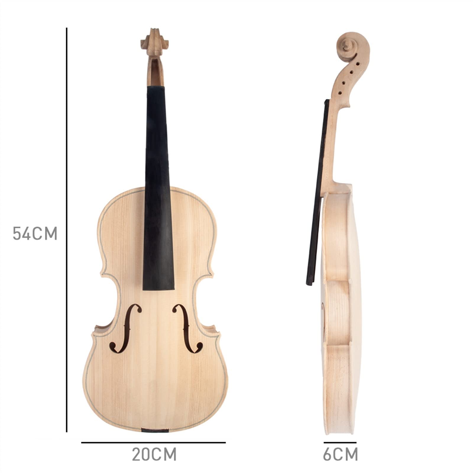 Parti di Ricambio Violino Violino A Grandezza Naturale Violino Incompiuto 4/4 Acessori per Violino Corda per Violino Fondo in Abete Set in Legno di Acero