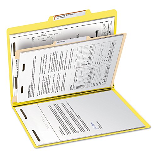 Smead 13704 Top Tab Classification Folder One Divider Four-Section Letter Yellow 10/Box #TOP6