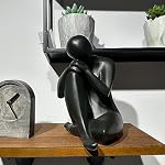 Guichifun Thinker Statue Resin Abstract Sculpture - Collectible Woman Figurine Art Home Office Bookshelf Decorative Objects Desktop Black Decor for Men&Women 5.25 X 6.25 X 8.5 Inch - Image 3