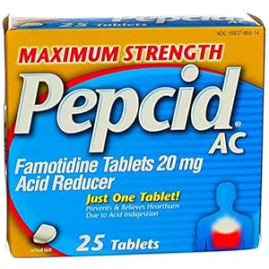 Maximum Strength Pepcid AC Tablets, 25 Count (Pack of 4)