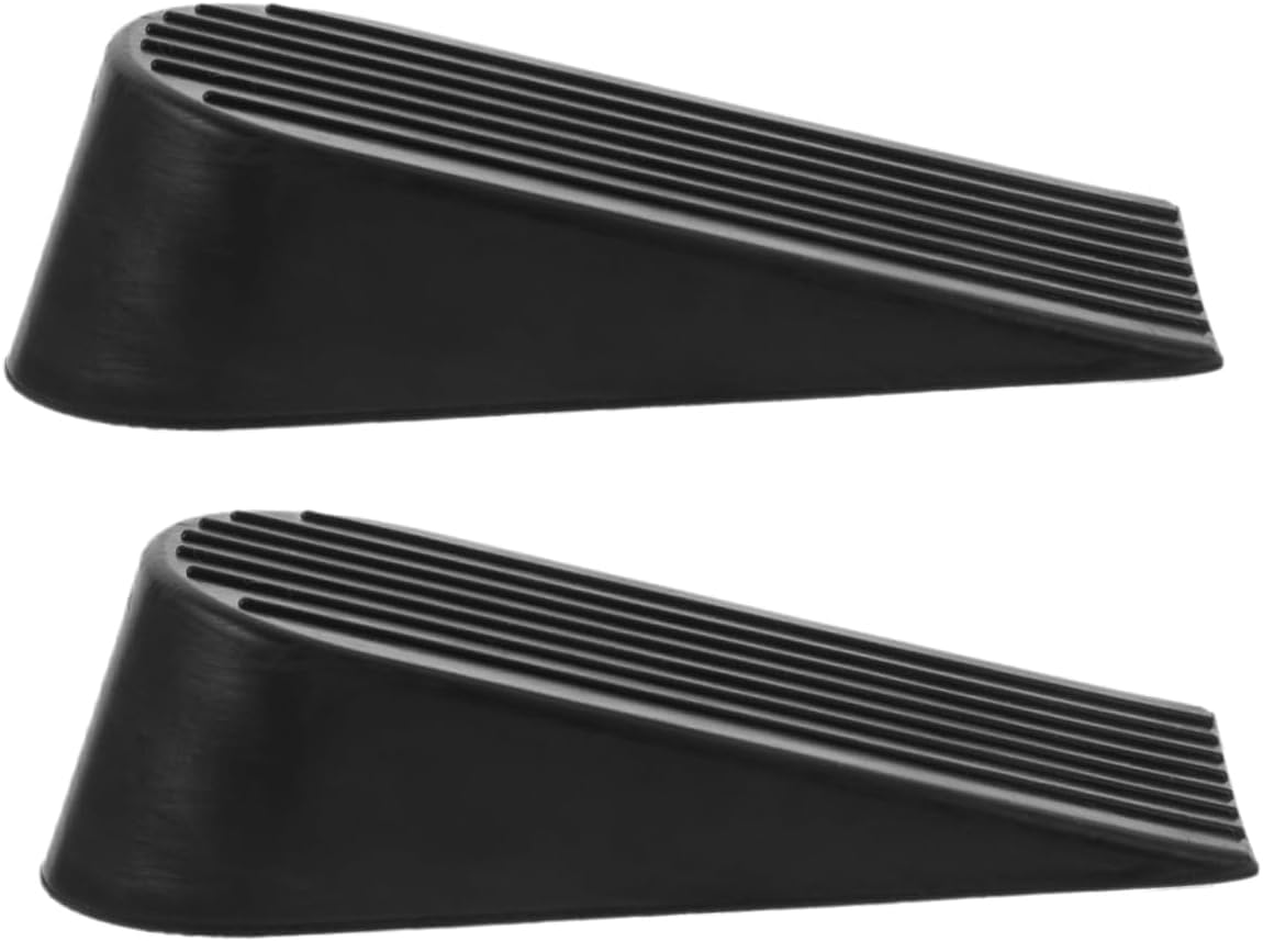 2pcs Black Rubber Wedge Door Stops for Commercial Residential Universal Fit