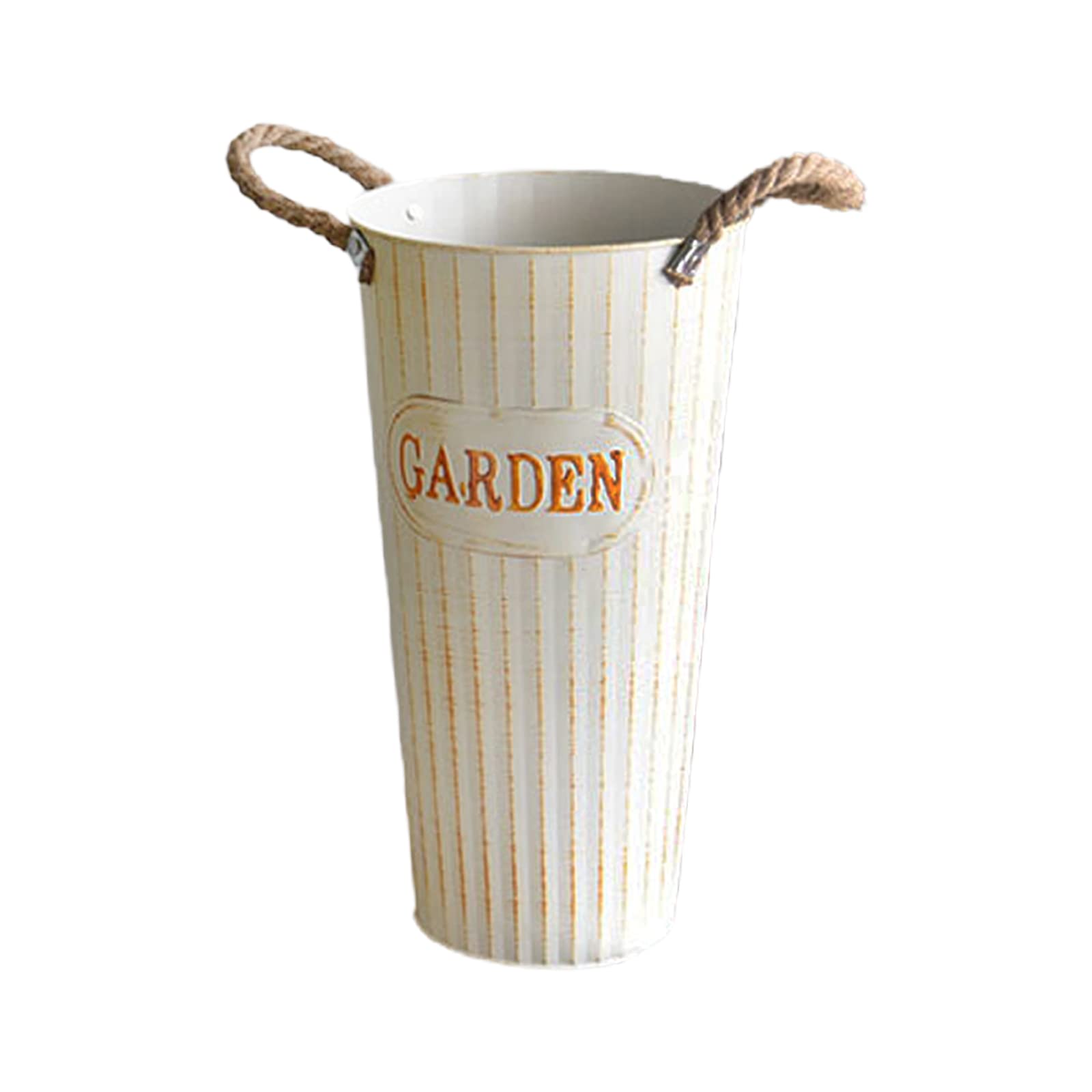 HYLYING Metal Vase Flower Container, 40cm Flower Bucket with Rope Handles Vintage Flower Vase Rustic Bucket for Table Centerpiece Home Decoration