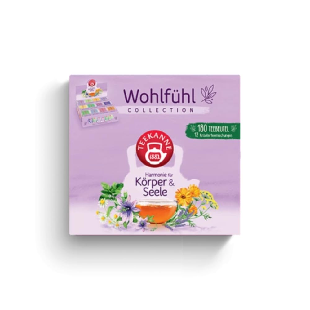 Teekanne Harmonie für Körper & Seele Wohlfühl-Collection Box 356g | 11 Sorten, 180 Beutel | Harmonische Kräuterteemischungen