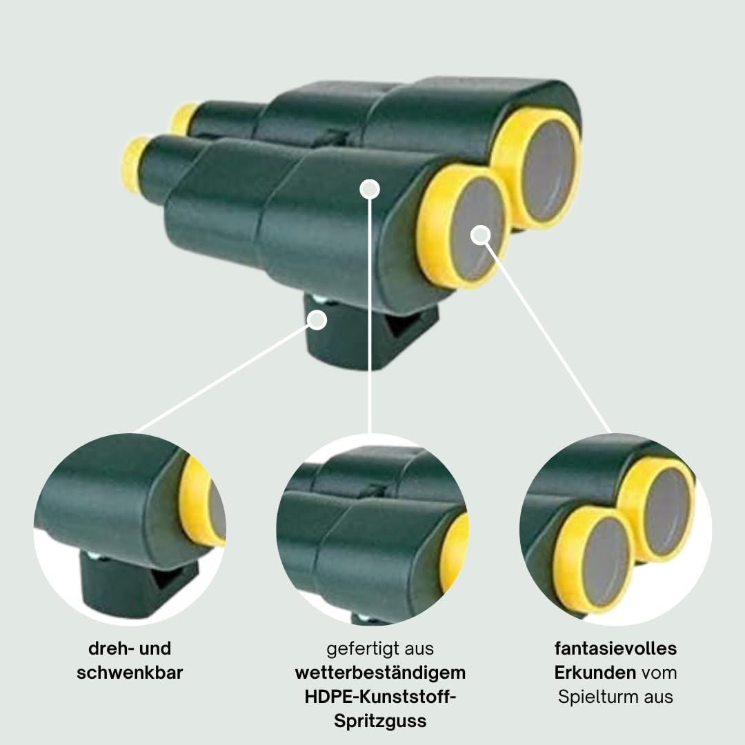 h2i Jumelles XL - Fixe - Accessoires robustes pour constructions de jardin & tour de jeu - Sans fonction optique - Vert/Jaune