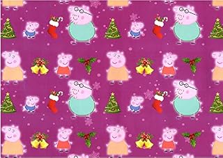 4 Sheets 4 Tags Christmas Wrapping Paper Featuring Cartoon Character Peppa Pig