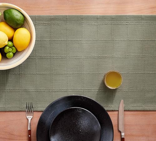 ZeeMart Linen Checked Farmhouse Table Runner, 13x108 Inches Olive by ZeeMart - Used condition - Image 6