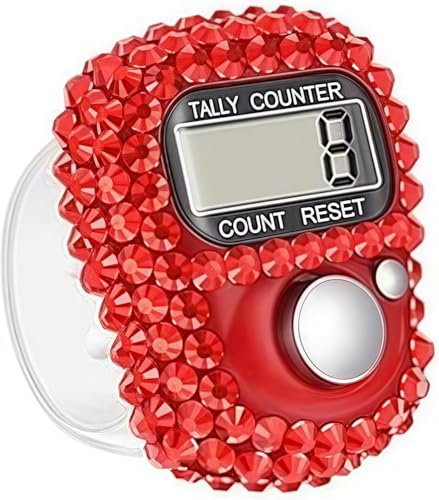 Electronic Finger Tally Counter Clicker Counter,Portable Digital Display Tally Counter,Convenient Resettable Mini Lap Counter for Golf Goods Counting Accessories,Track and Field Lap Counters (Red)